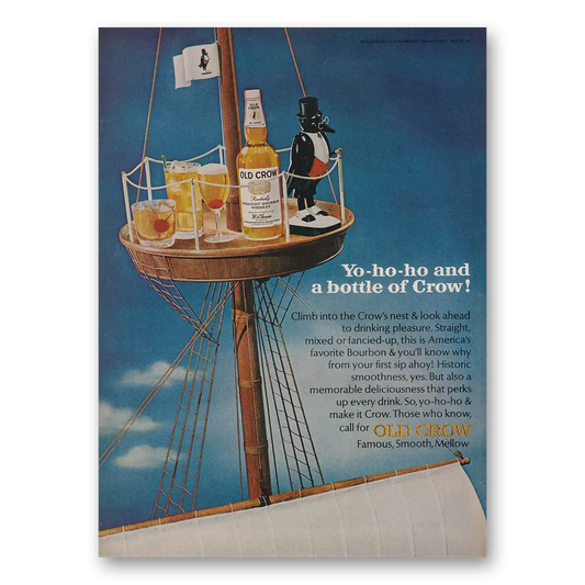 1966 Old Crow Whiskey Yo Ho Ho and a Bottle of Crow Vintage Magazine Print Ad