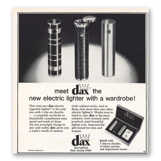 1966 Dax Electric Lighter With Wardrobe Vintage Magazine Print Ad