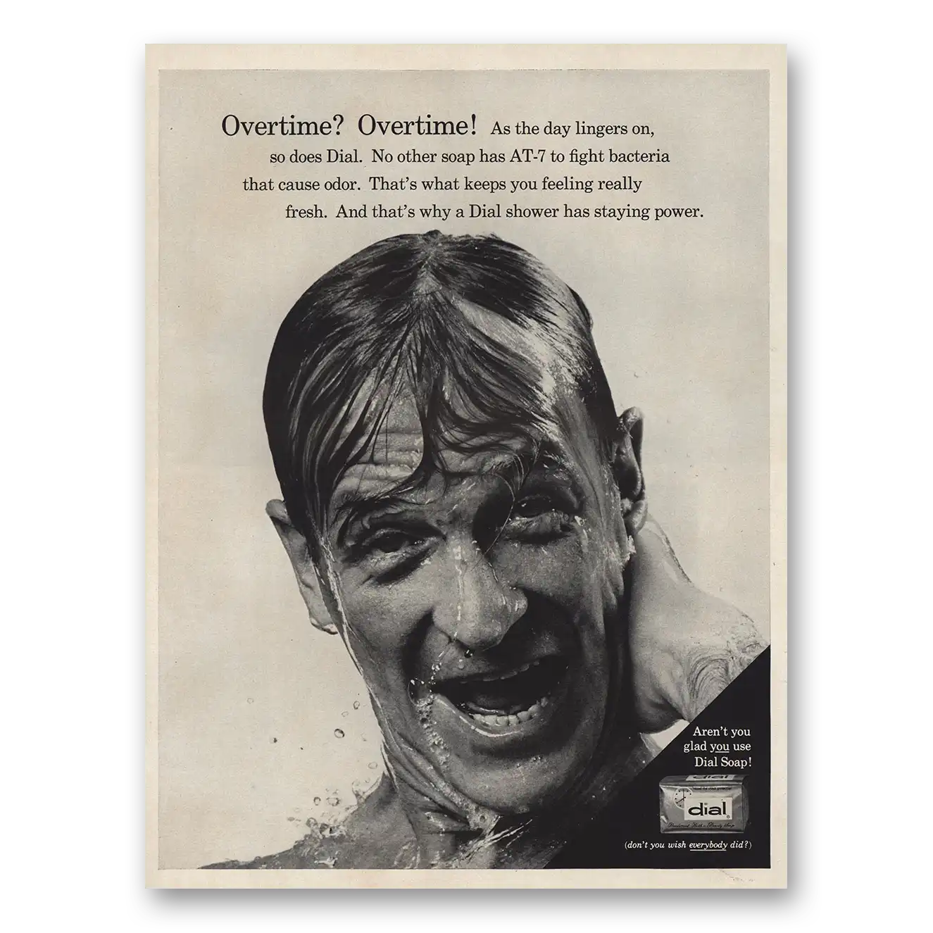 1966 Dial Soap Overtime As the Day Lingers On Vintage Magazine Print Ad