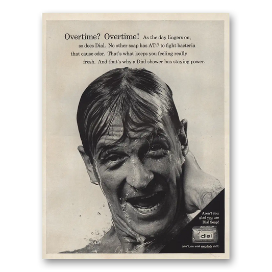 1966 Dial Soap Overtime As the Day Lingers On Vintage Magazine Print Ad