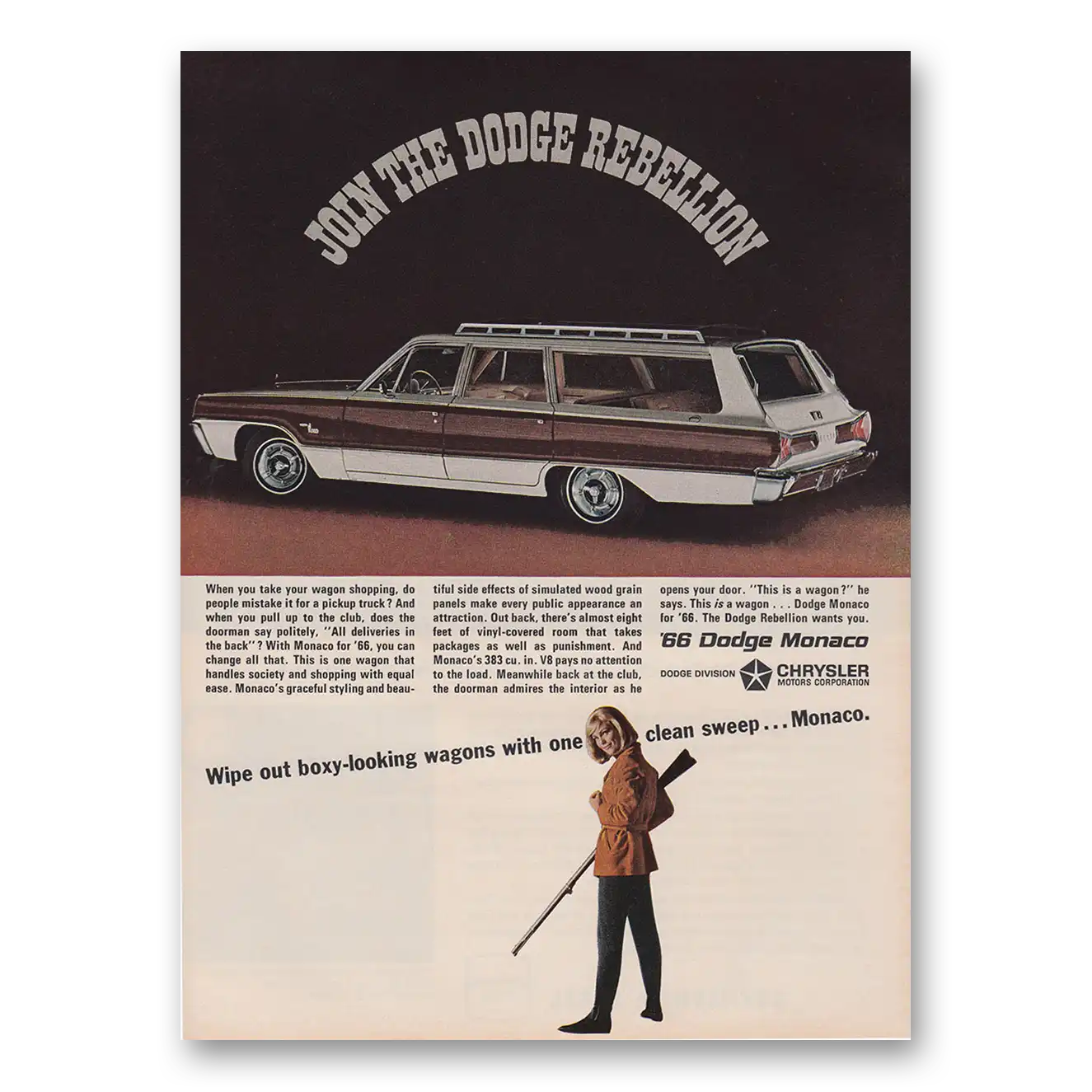 1966 Dodge Monaco Join the Dodge Revolution Vintage Magazine Print Ad