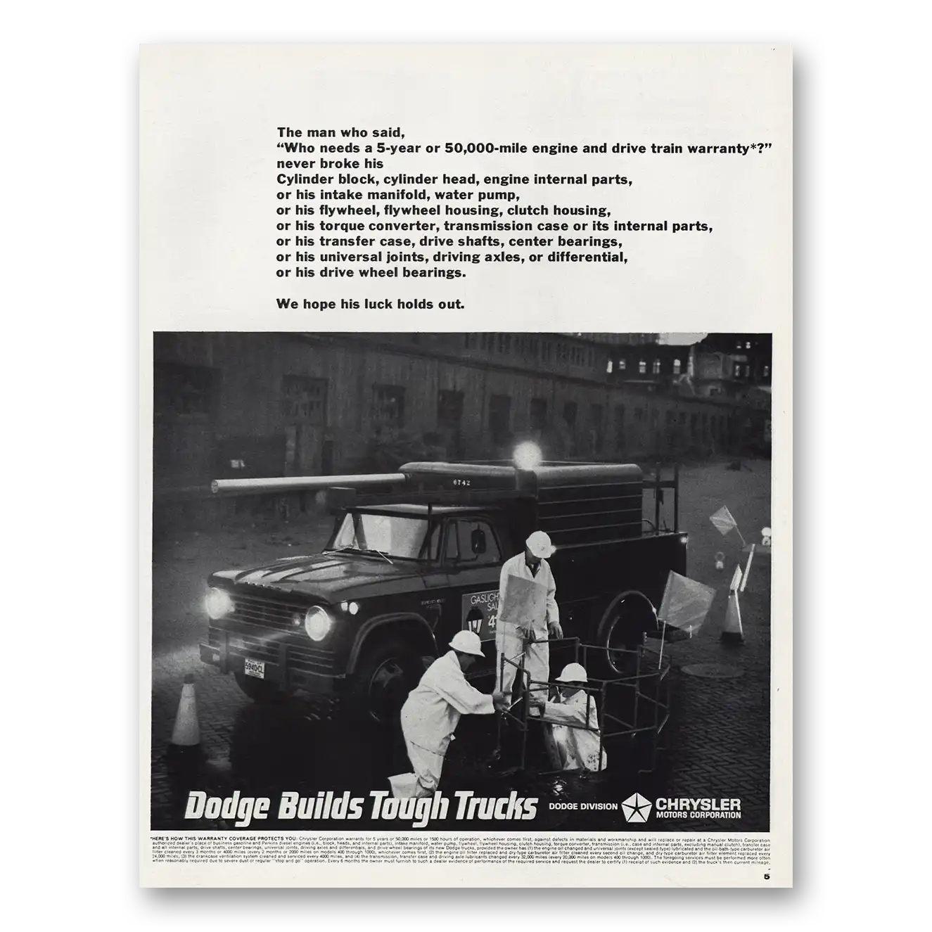 1966 Dodge Trucks Man Who Said Who Needs 5 Year Vintage Magazine Print Ad