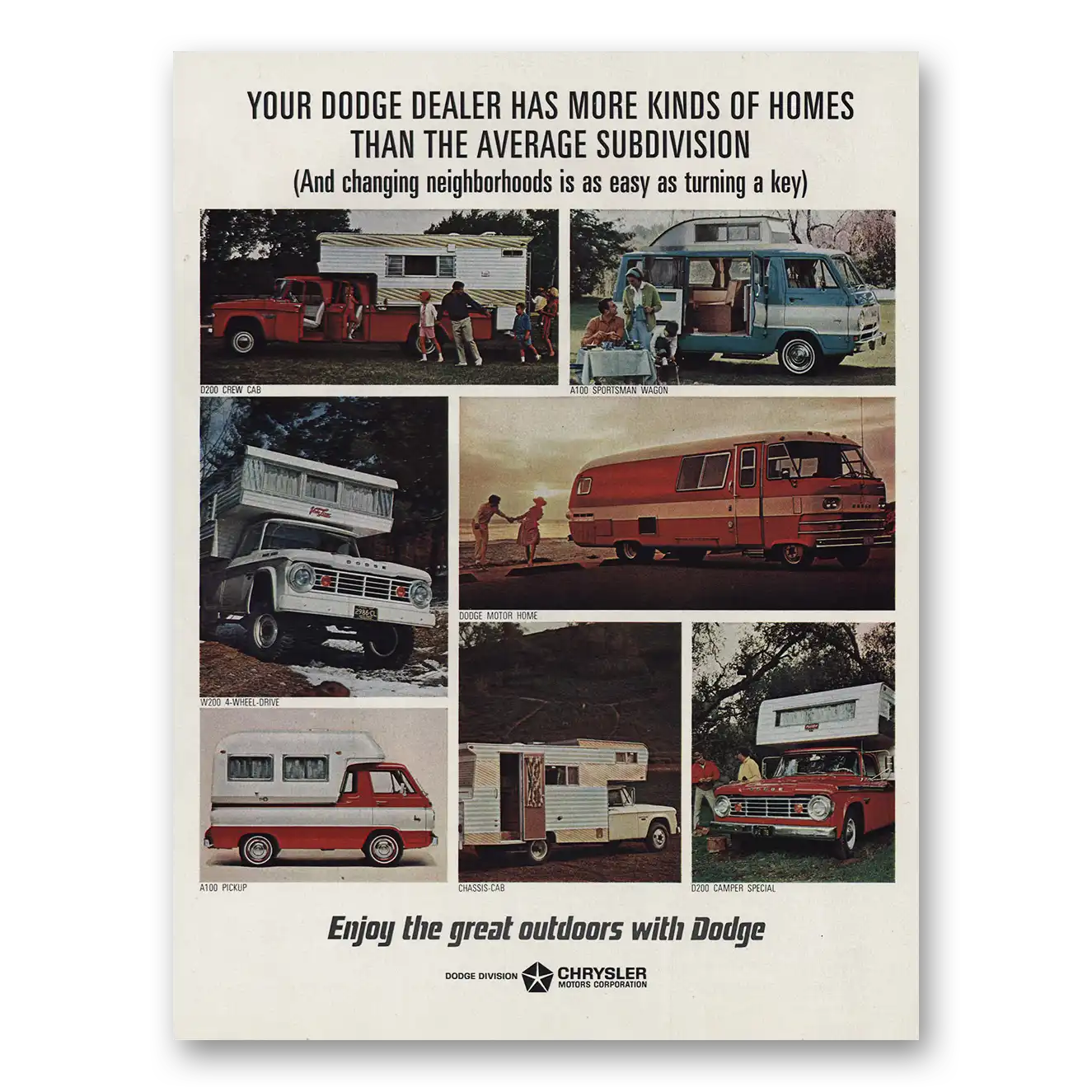 1966 Dodge Camper More Kinds of Homes than Subdivision Vintage Magazine Print Ad