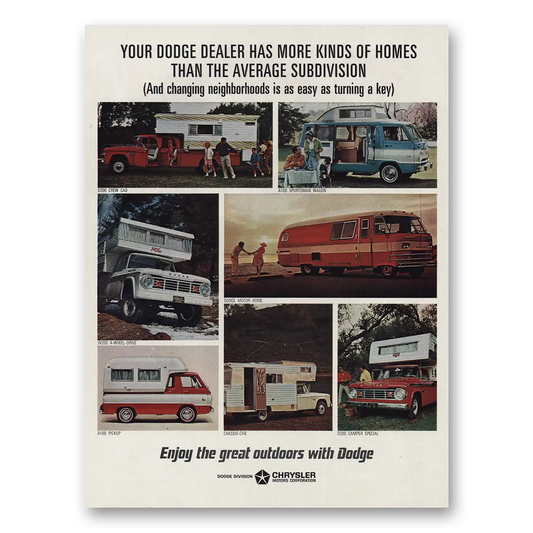 1966 Dodge Camper More Kinds of Homes than Subdivision Vintage Magazine Print Ad