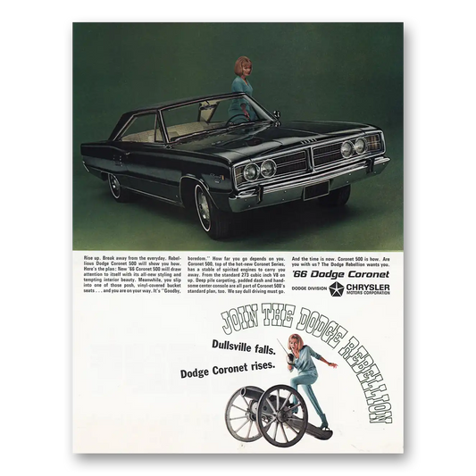 1966 Dodge Coronet Dullsville Falls Vintage Magazine Print Ad