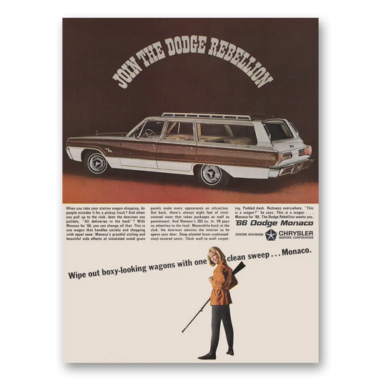 1966 Dodge Monaco Join the Dodge Rebellion Vintage Magazine Print Ad