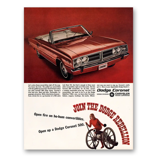 1966 Dodge Coronet Salvo Those Convertibles Vintage Magazine Print Ad