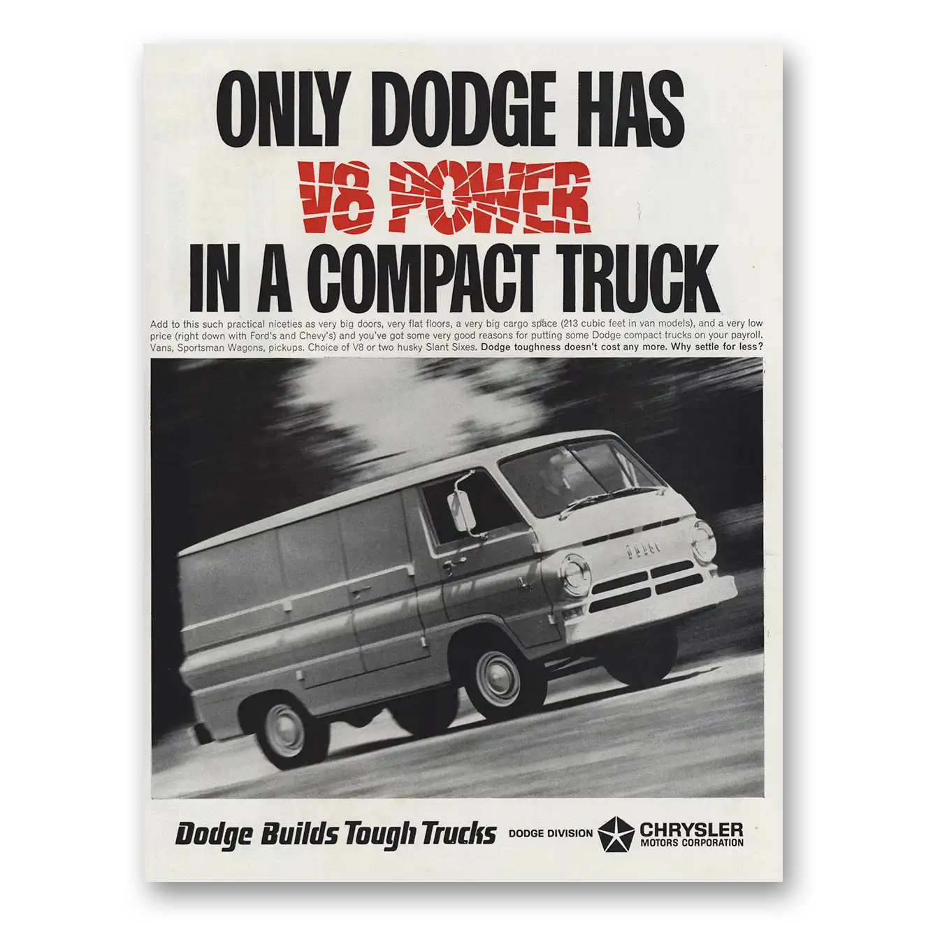 1965 Dodge Trucks V8 Power Compact Truck Vintage Magazine Print Ad