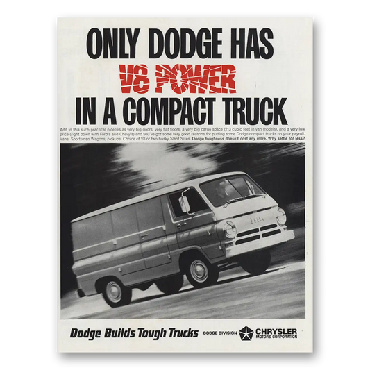 1965 Dodge Trucks V8 Power Compact Truck Vintage Magazine Print Ad