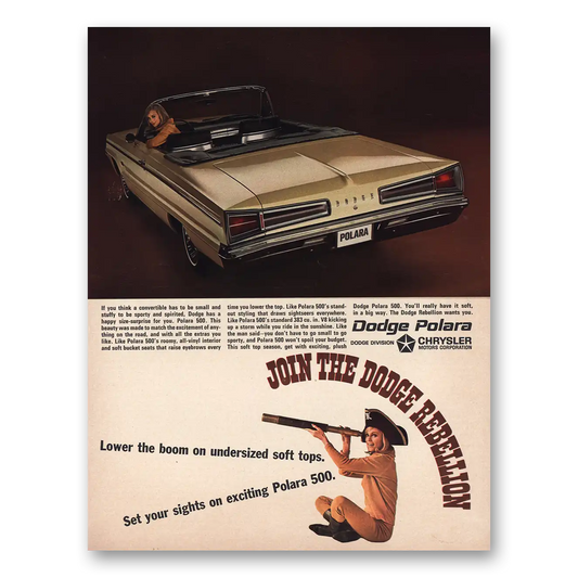 1966 Dodge Polara Lower the Boom Undersized Soft Tops Vintage Magazine Print Ad