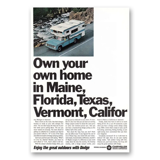 1966 Dodge Camper Own Your Own Home Vintage Magazine Print Ad