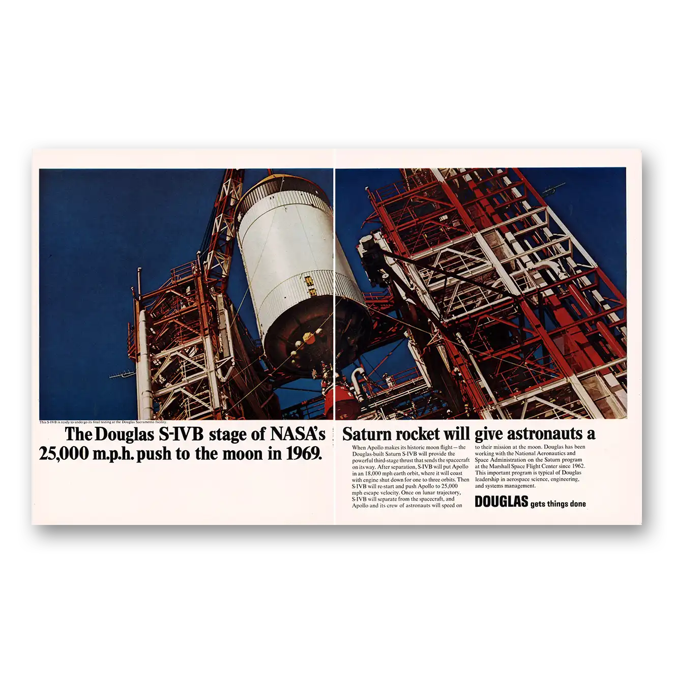 1966 Douglas SIVB NASAs Saturn Rocket Will Give Astronauts Vintage Magazine Print Ad