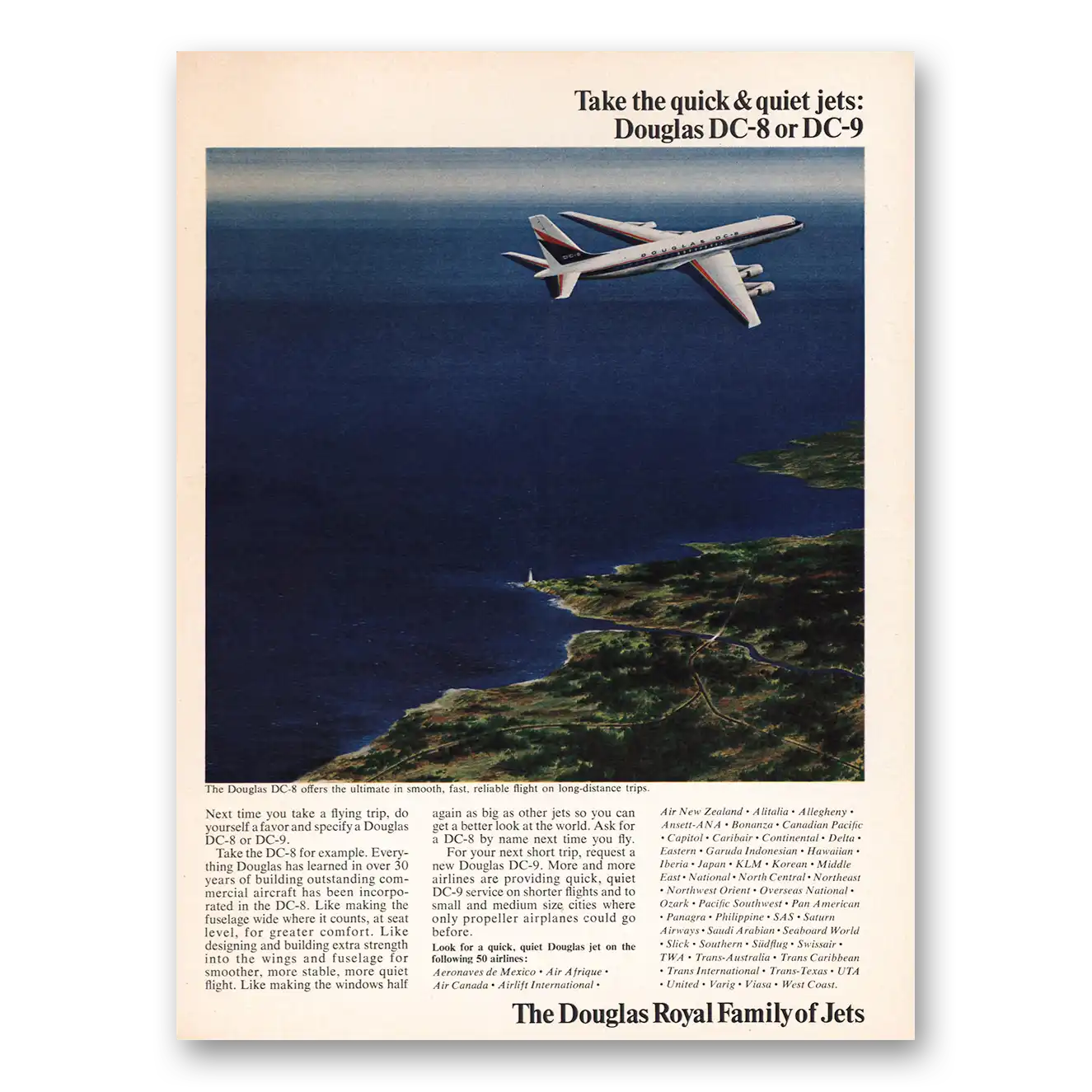 1966 Douglas DC8 Royal Family of Jets Vintage Magazine Print Ad