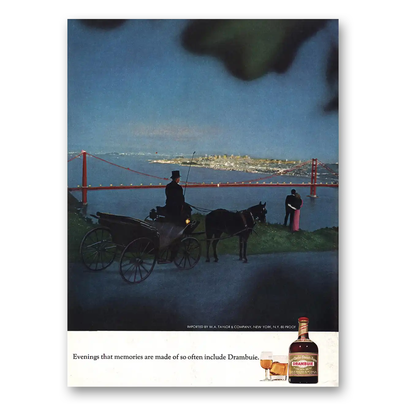 1966 Drambuie Evenings Memories Bridge Vintage Magazine Print Ad