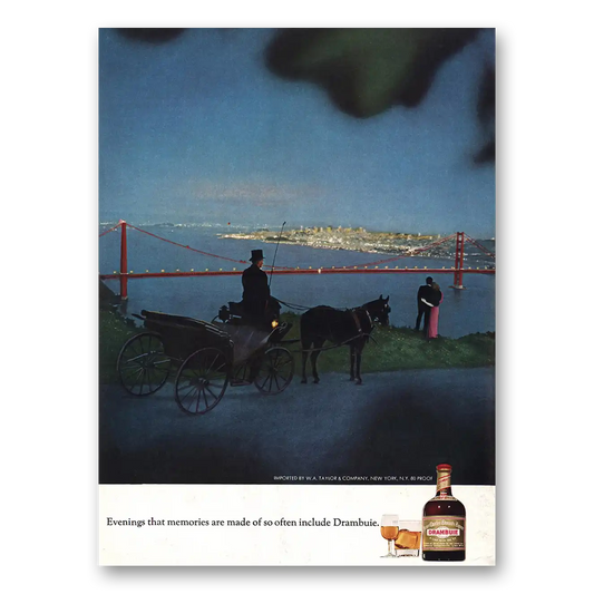 1966 Drambuie Evenings Memories Bridge Vintage Magazine Print Ad