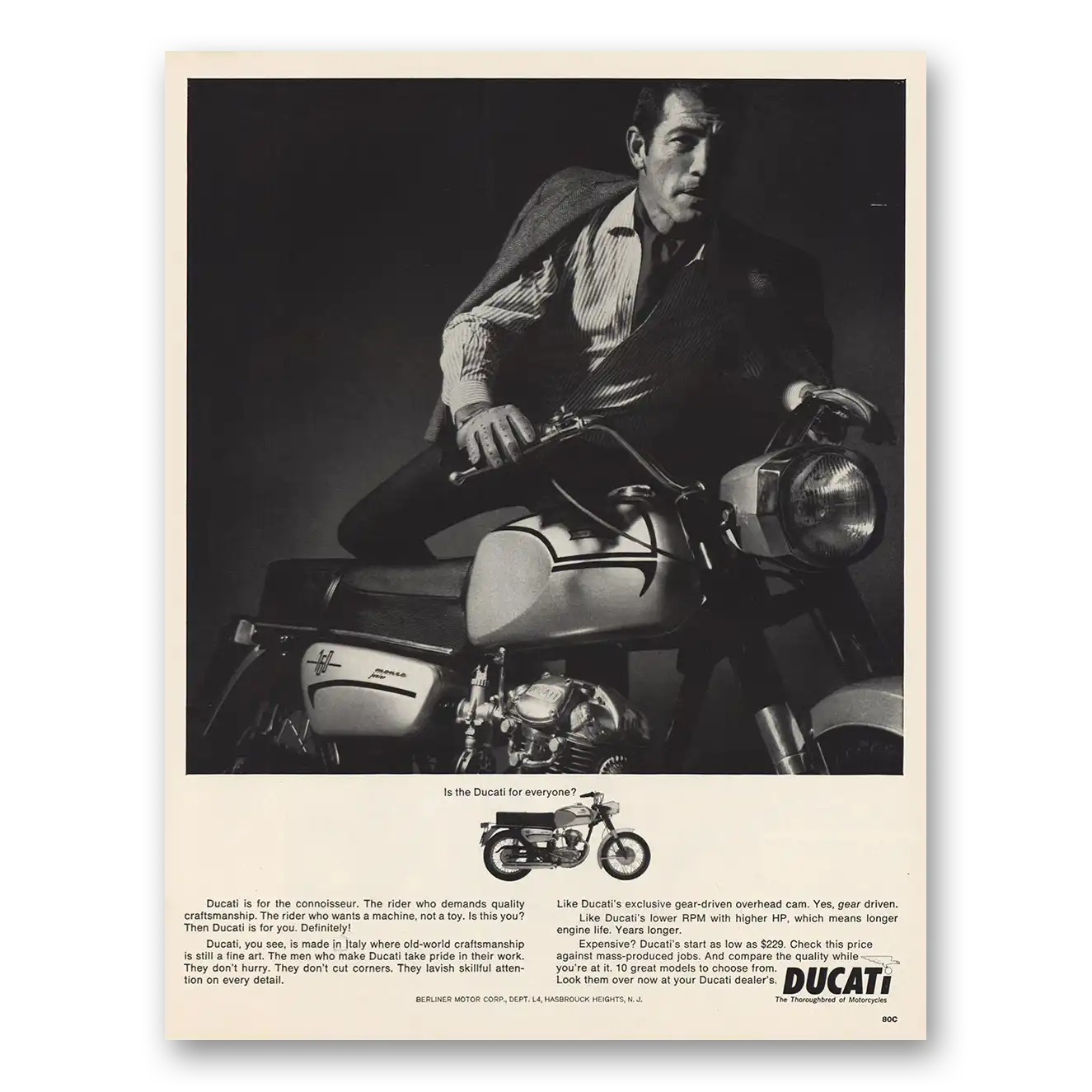 1966 Ducati Motorcycles Connoisseur Rider Who Demands Quality Vintage Magazine Print Ad