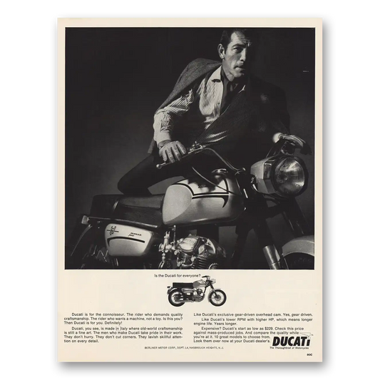 1966 Ducati Motorcycles Connoisseur Rider Who Demands Quality Vintage Magazine Print Ad