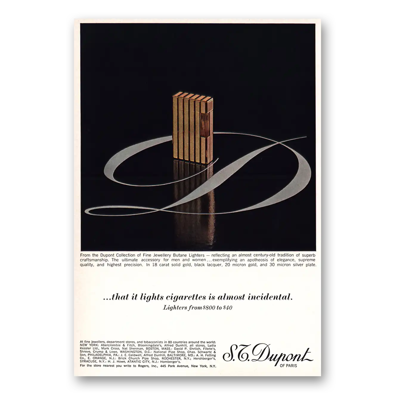 1966 Dupont Lighters Lights Cigarettes Incidental Vintage Magazine Print Ad