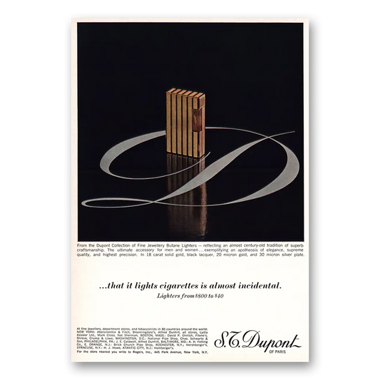 1966 Dupont Lighters Lights Cigarettes Incidental Vintage Magazine Print Ad