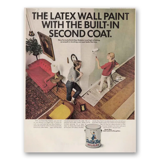 1966 Dutch Boy Paint Nalplex Paint Built In Second Coat Vintage Magazine Print Ad