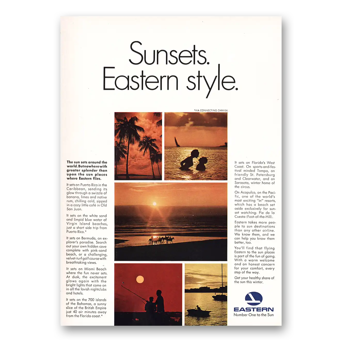 1966 Eastern Airlines Sunsets Eastern Style Vintage Magazine Print Ad