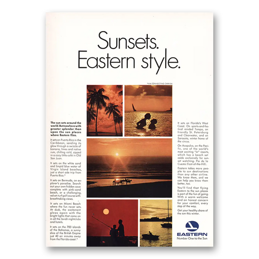 1966 Eastern Airlines Sunsets Eastern Style Vintage Magazine Print Ad