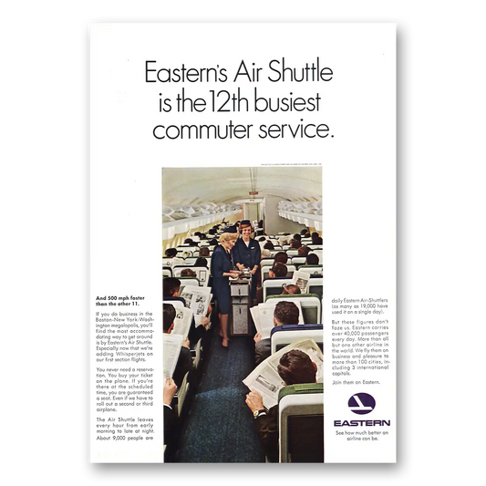 1966 Eastern Airlines Air Shuttle 12th Busiest Vintage Magazine Print Ad