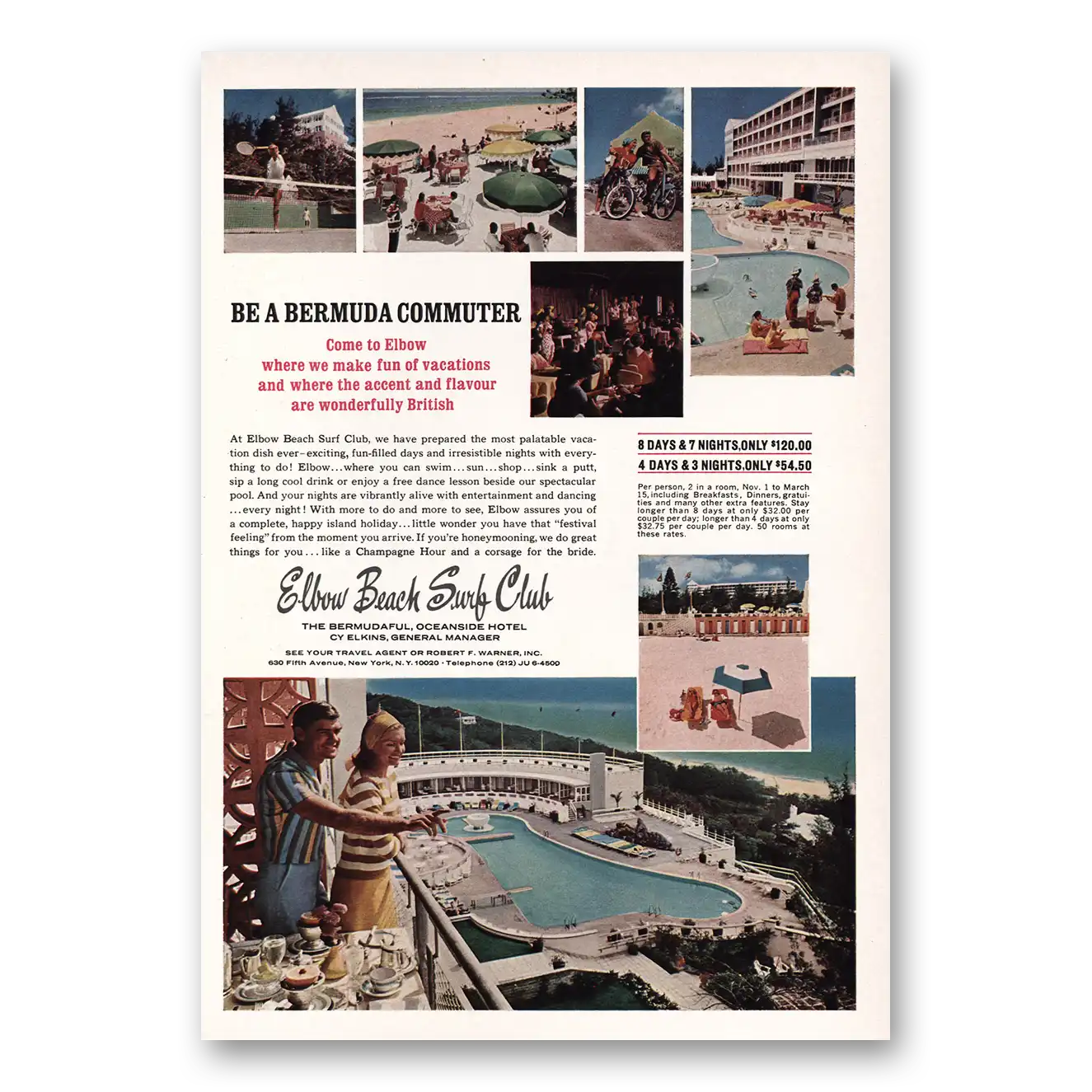 1966 Elbow Beach Surf Club Bermuda Commuter Vintage Magazine Print Ad