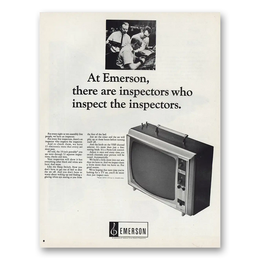 1966 Emerson Television Inspectors Who Inspect Inspectors Vintage Magazine Print Ad