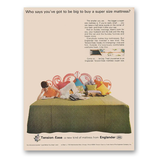 1966 Englander Mattress Who Says You've Got to Be Big Vintage Magazine Print Ad