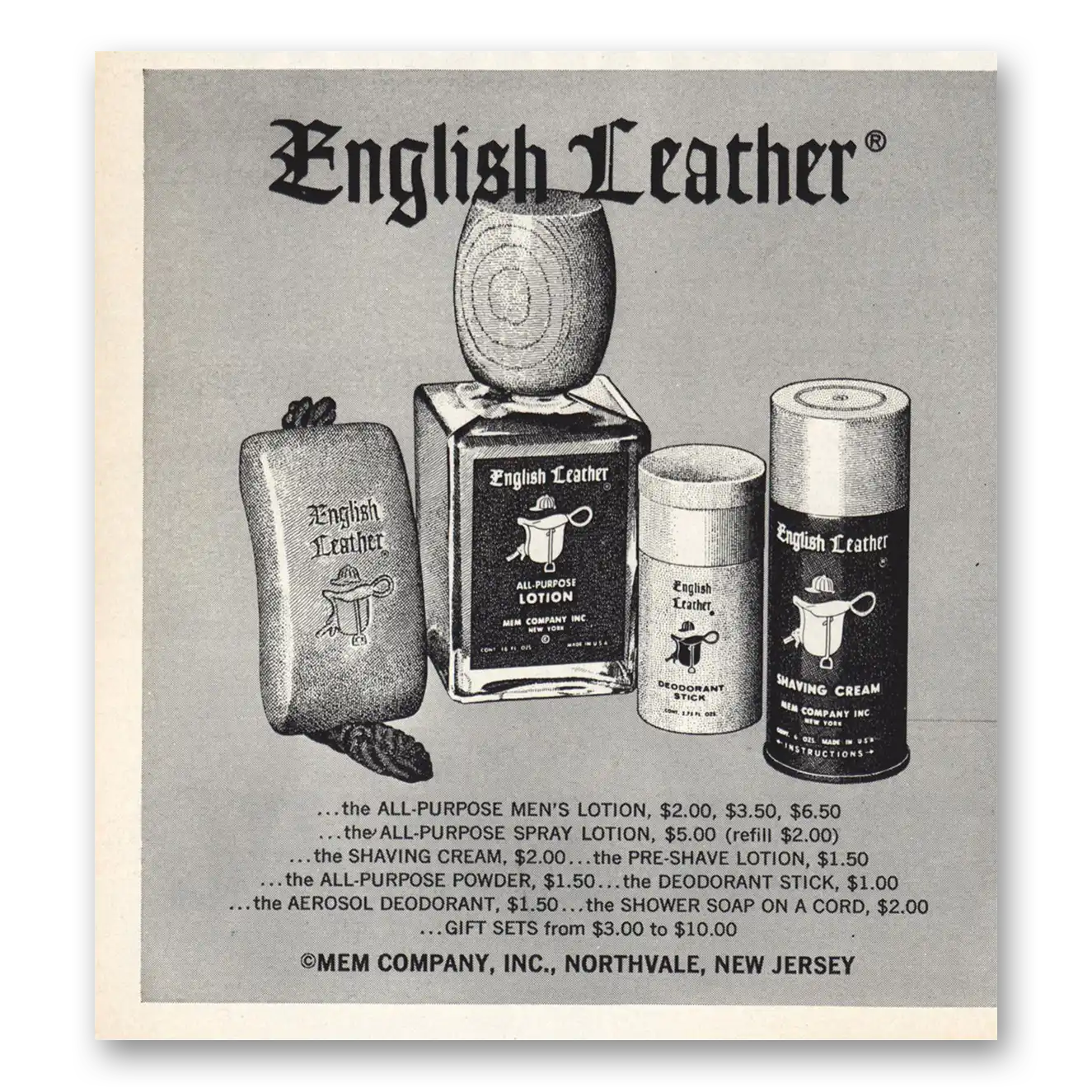 1966 English Leather Mens Lotion Spray Vintage Magazine Print Ad