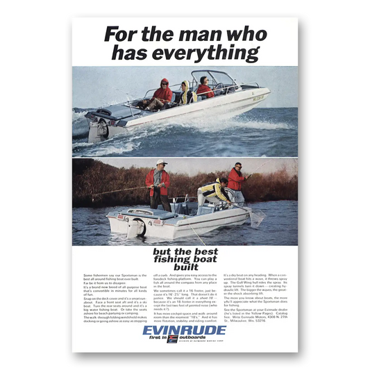 1966 Evinrude For the Man Who Has Everything Vintage Magazine Print Ad