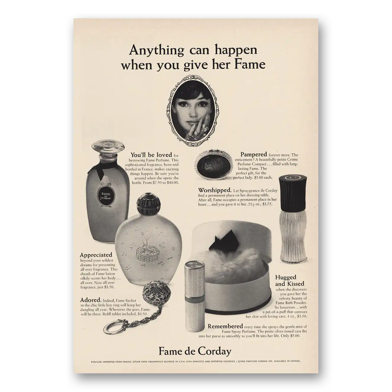 1966 Parfums Corday Anything Can  Happen Vintage Magazine Print Ad