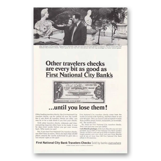 1966 First National City Bank La Tonnarella Italy Vintage Magazine Print Ad