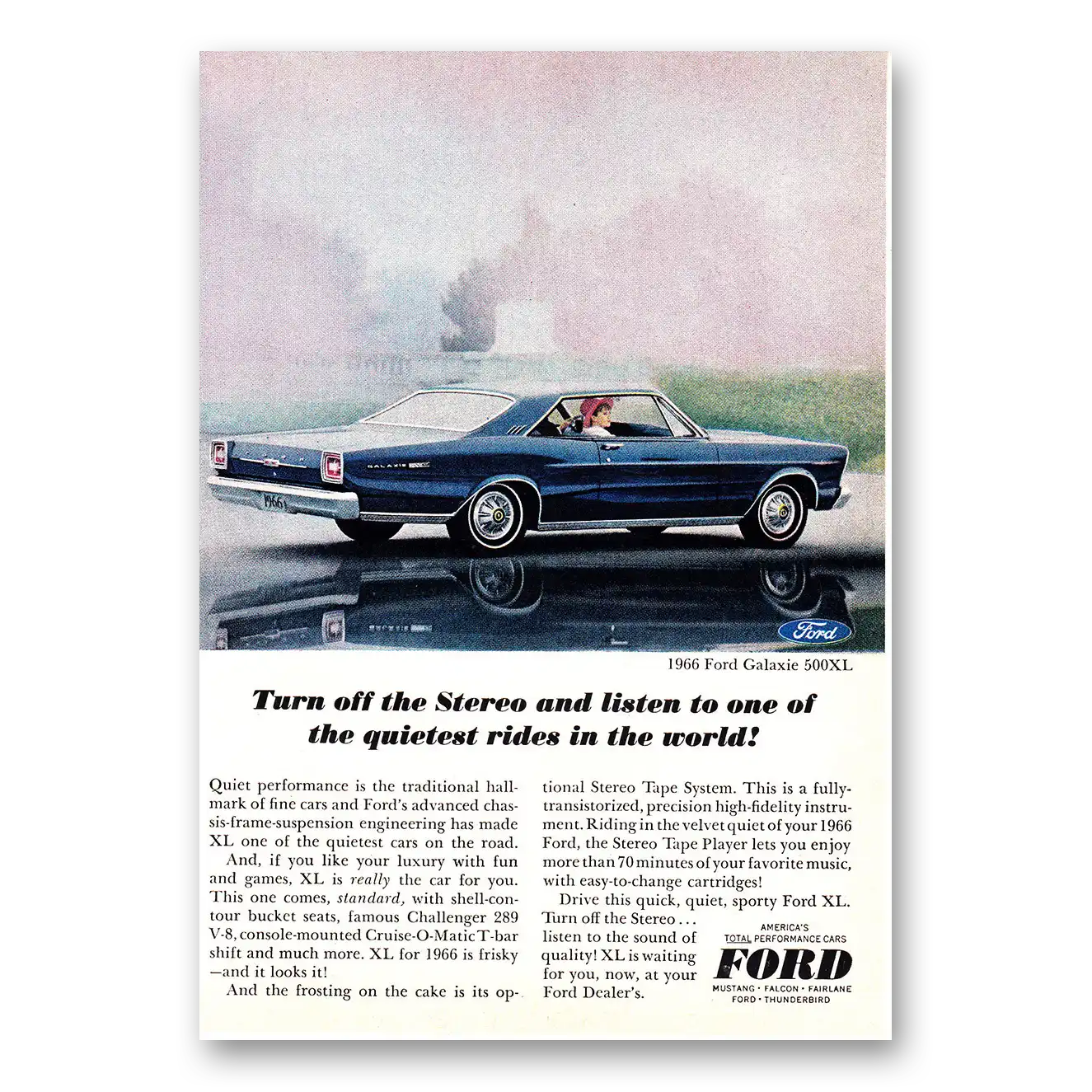 1966 Ford Galaxie Turn Off the Stereo and Listen Vintage Magazine Print Ad