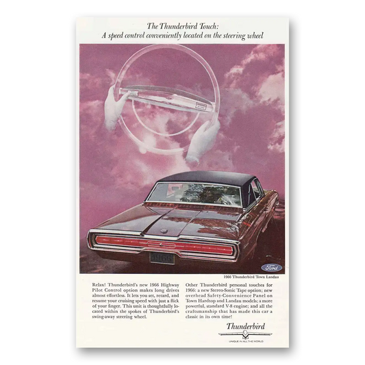 1966 Ford Thunderbird Town Landau Speed Control Vintage Magazine Print Ad