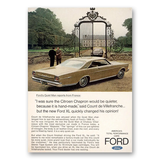 1966 Ford XL Count de Villefranche Vintage Magazine Print Ad