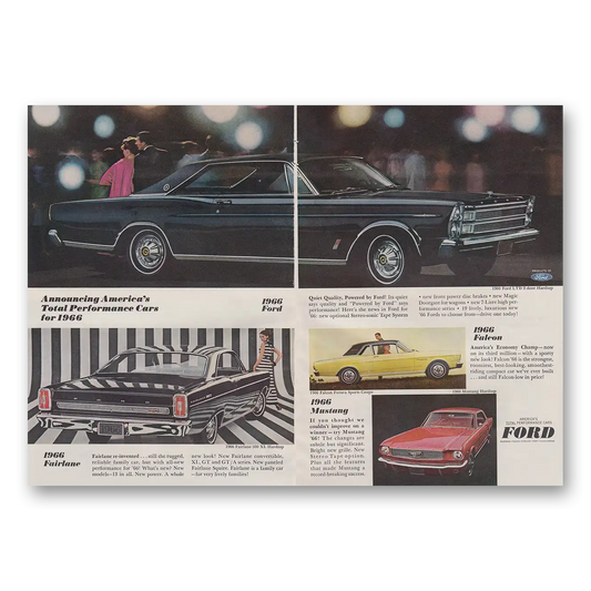 1966 Ford Total Performance Cars for Vintage Magazine Print Ad