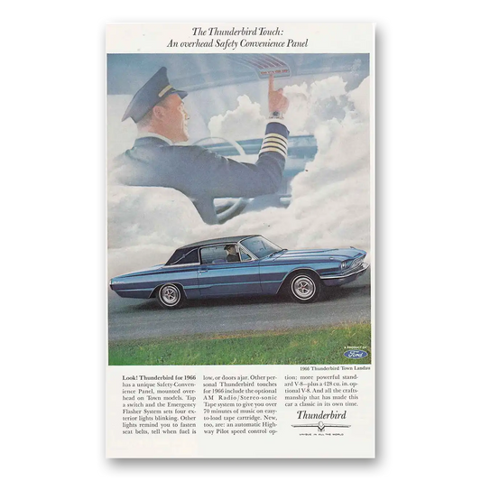 1966 Ford Thunderbird Convenience Panel Pilot Vintage Magazine Print Ad