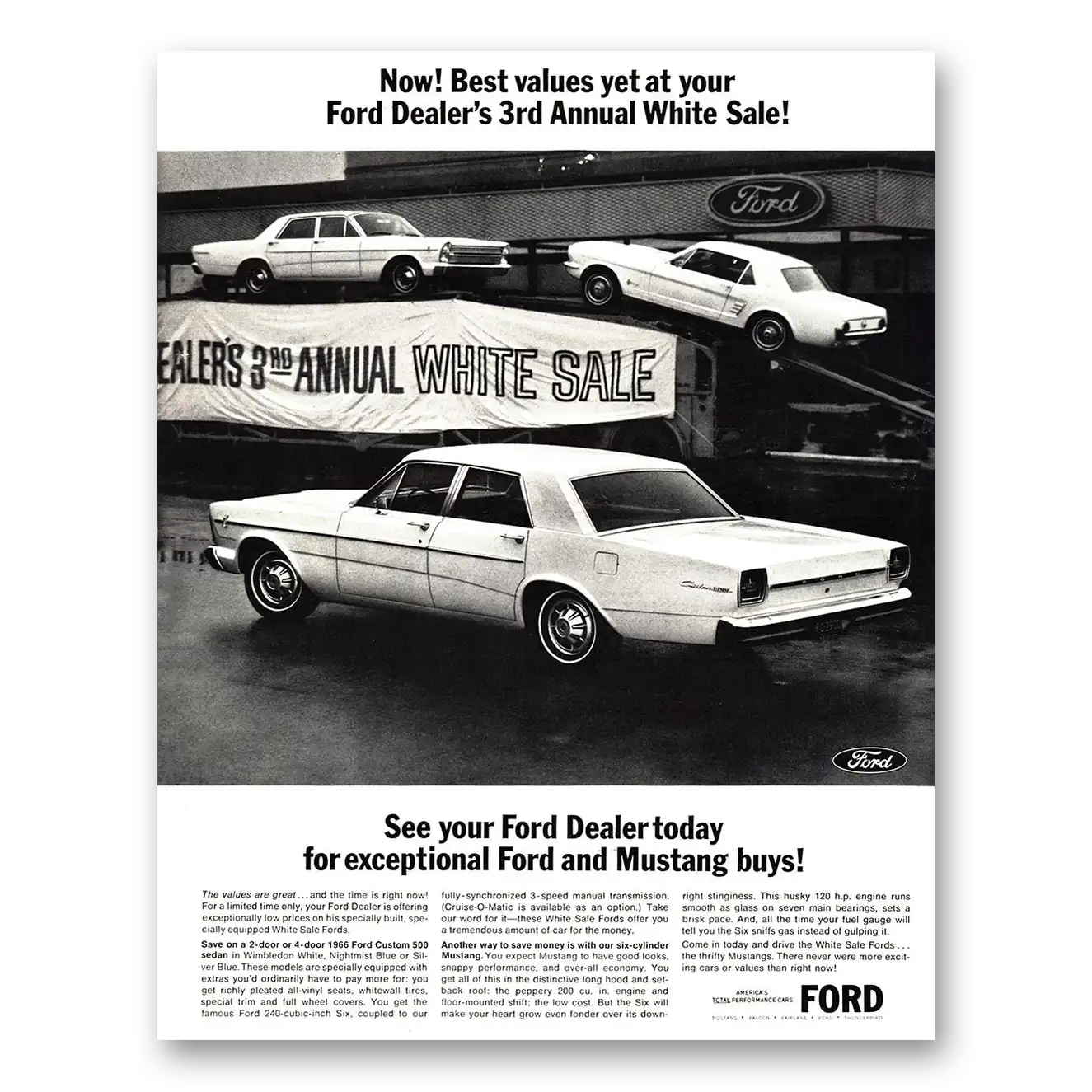 1966 Ford Annual White Sale Vintage Magazine Print Ad