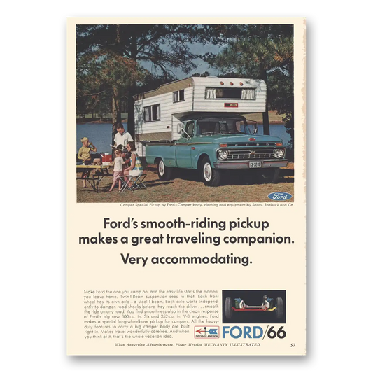 1966 Ford Pickup Smooth Riding Pickup Traveling Companion Vintage Magazine Print Ad