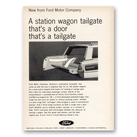 1966 Ford Wagons Tailgate Thats Door Vintage Magazine Print Ad