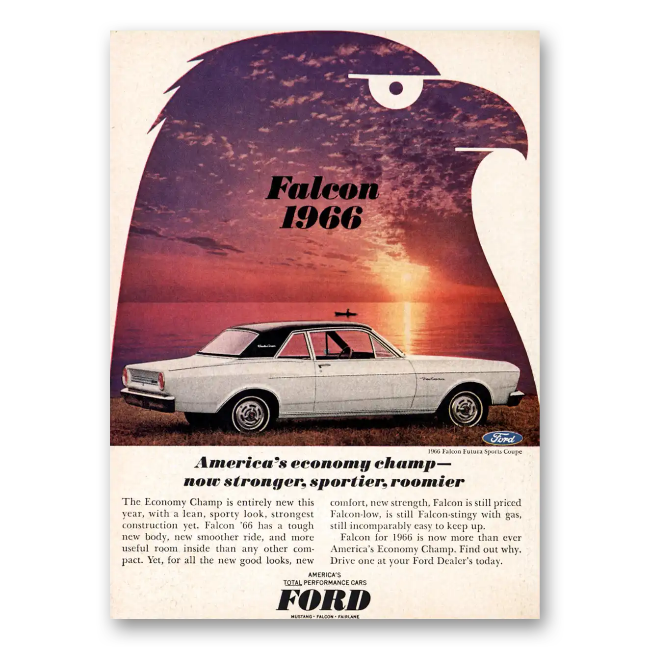 1966 Ford Falcon Stronger Sportier Roomier Vintage Magazine Print Ad