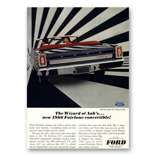 1966 Ford Fairlane Wizard of Aahs Vintage Magazine Print Ad