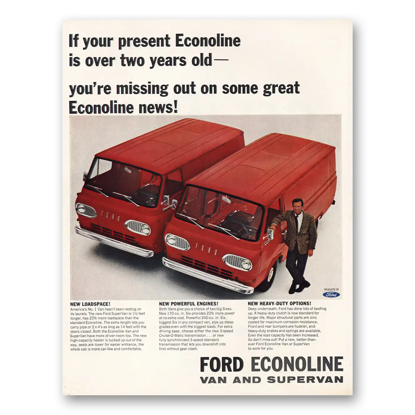 1966 Ford Econoline Van Missing Out Vintage Magazine Print Ad