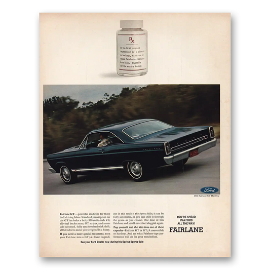 1966 Ford Fairlane First Sign of Depression Vintage Magazine Print Ad