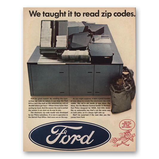 1966 Ford Taught It To Read Zip Codes Vintage Magazine Print Ad