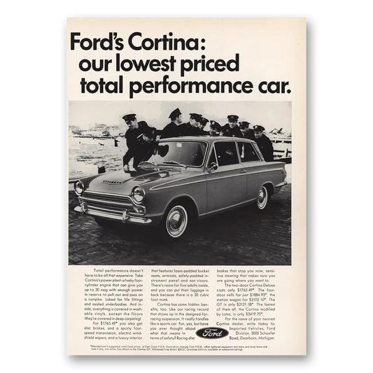 1966 Ford Cortina Total Performance Car Police Vintage Magazine Print Ad