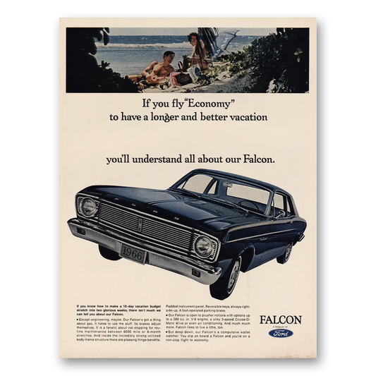 1966 Ford Falcon Fly Economy Vintage Magazine Print Ad