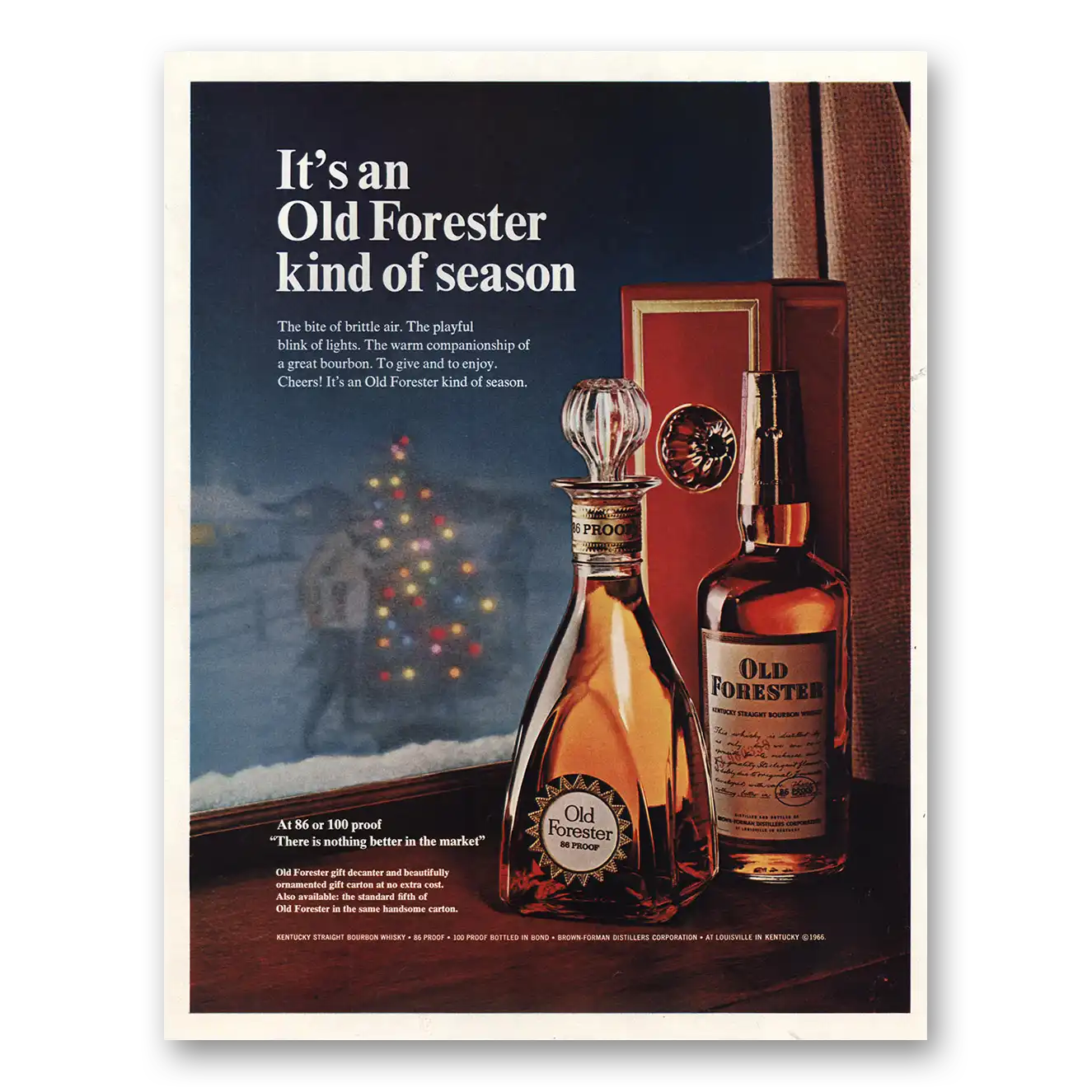 1966 Old Forester Kind of Season Vintage Magazine Print Ad